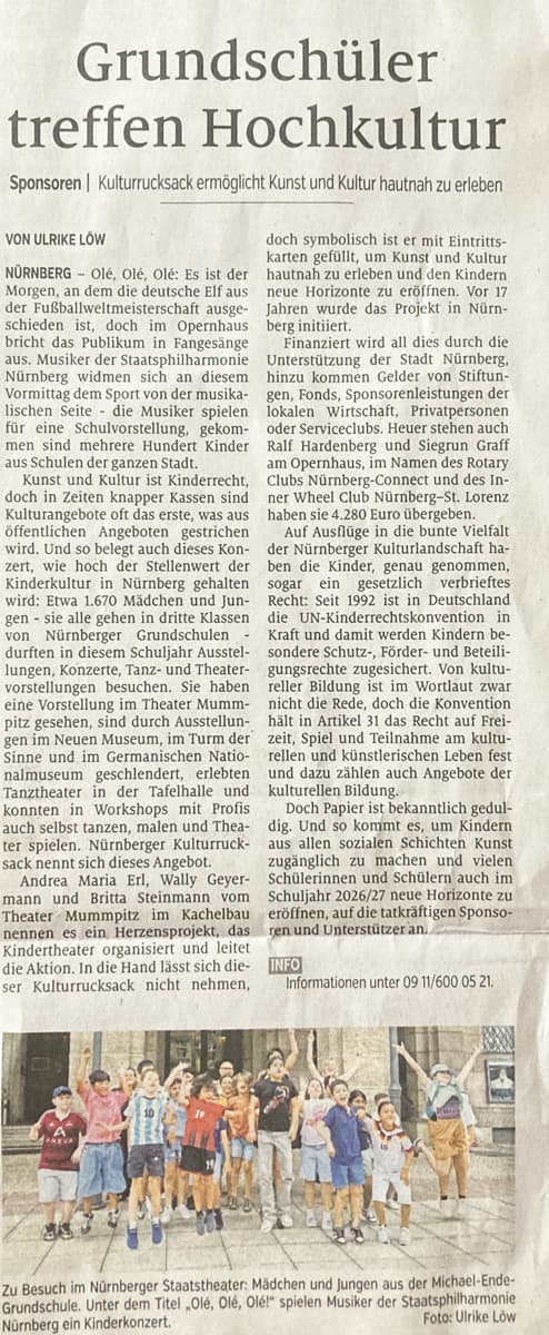 Bericht in den Nürnberger Nachrichten vom 01.07.2026